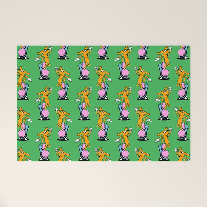 Retro dog cartoon character pattern Welcome Mat Gallery Image 1