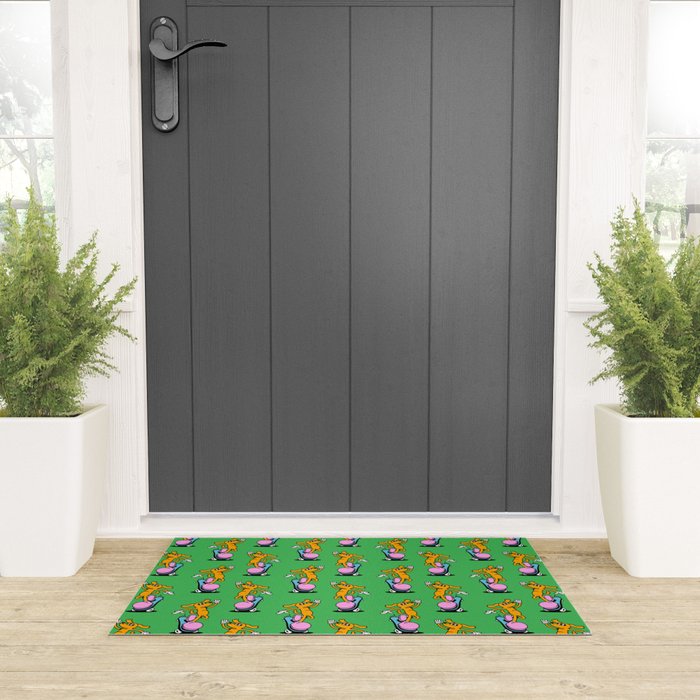 Retro dog cartoon character pattern Welcome Mat Gallery Image 3