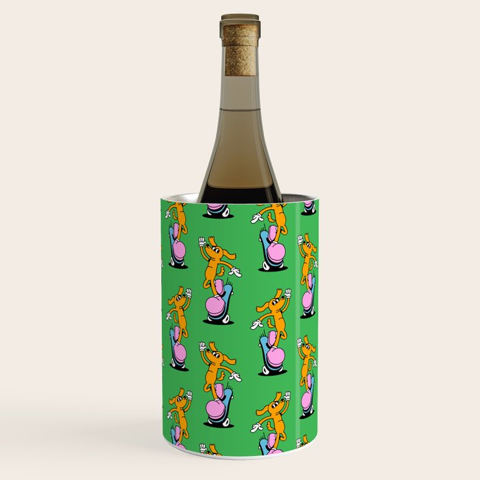 Retro dog cartoon character pattern Wine Chiller Gallery Image 3