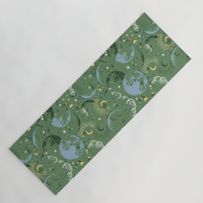 Greenish starry lunar sky Yoga Mat Gallery Image 1