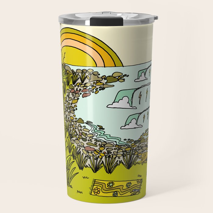 point breaks in paradise // retro surf art by surfy birdy Travel Mug Gallery Image 1