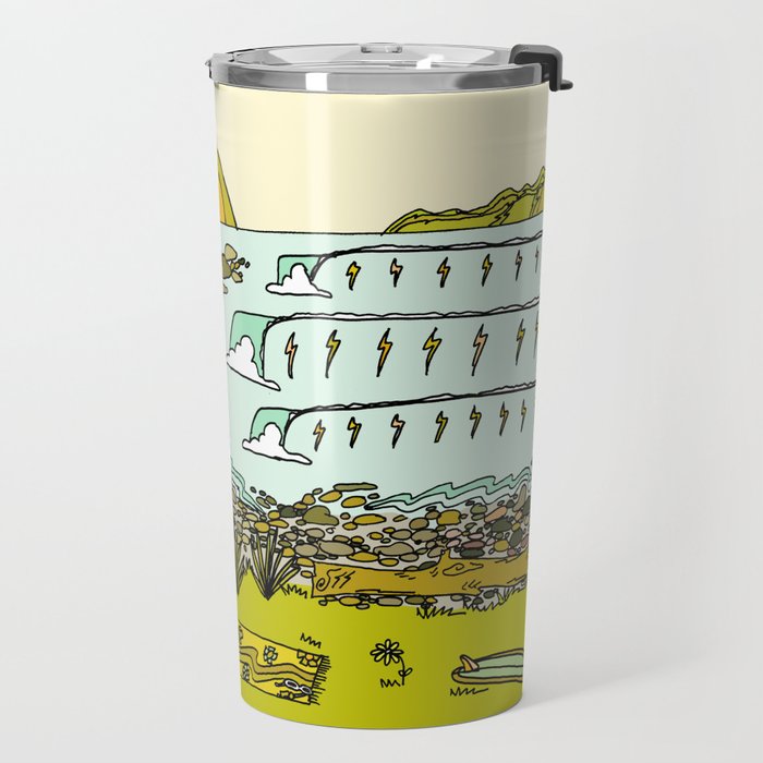 point breaks in paradise // retro surf art by surfy birdy Travel Mug Gallery Image 2