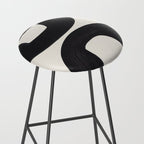Mid Century Modern Minimalist Abstract Art Brush Strokes Black & White Ink Art Tribal Marking Stool Gallery Image 2