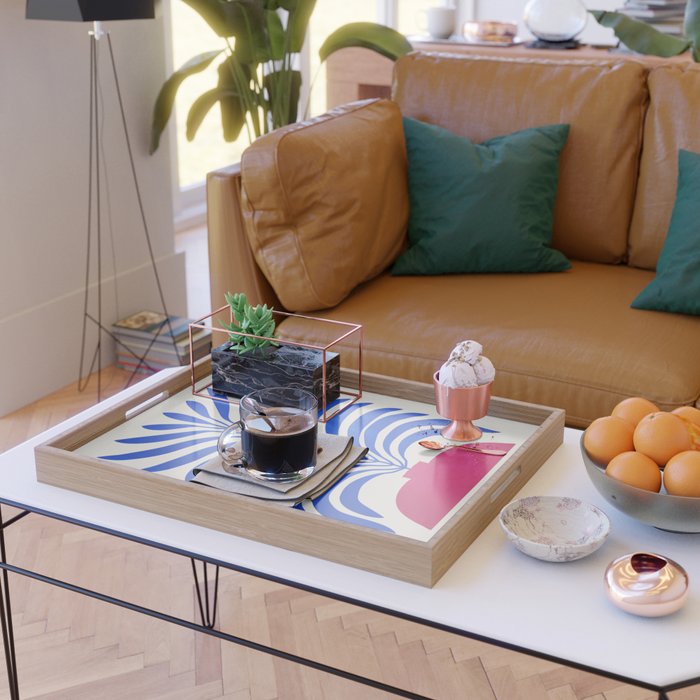 THE VASE 01: Cerise & Persian Blue Leaves Serving Tray Gallery Image 2