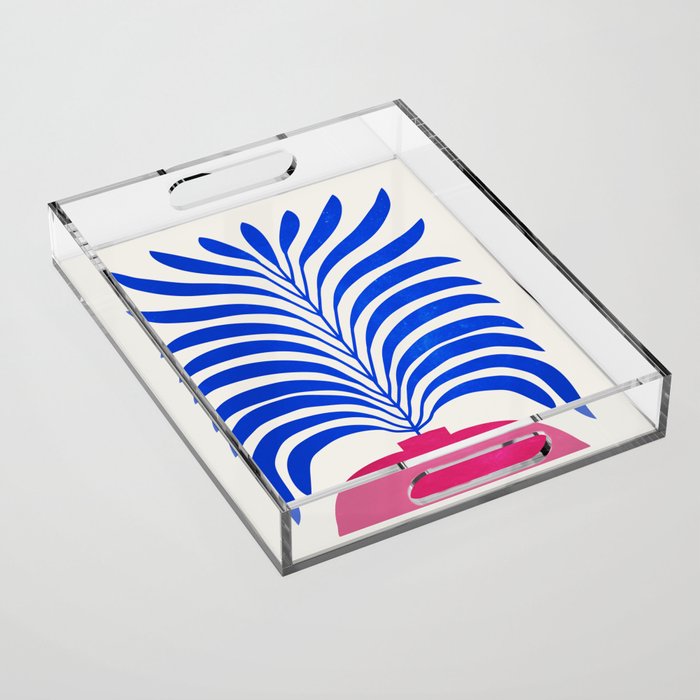 THE VASE 01: Cerise & Persian Blue Leaves Acrylic Tray Gallery Image 1