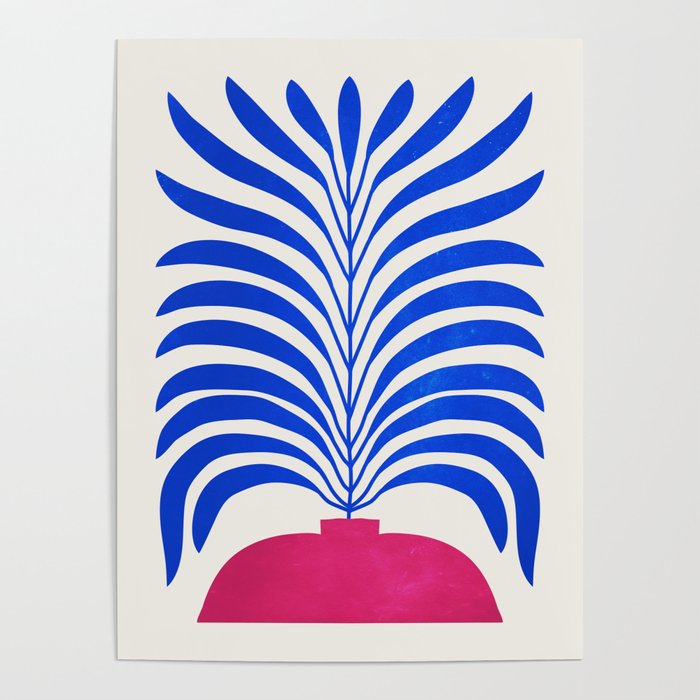 THE VASE 01: Cerise & Persian Blue Leaves Poster Gallery Image 4