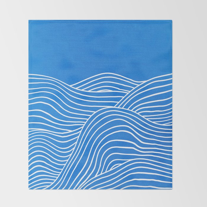 French Blue Ocean Waves Throw Blanket Gallery Image 2