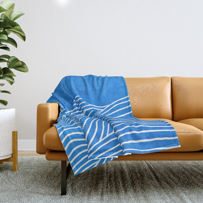 French Blue Ocean Waves Throw Blanket Gallery Image 1