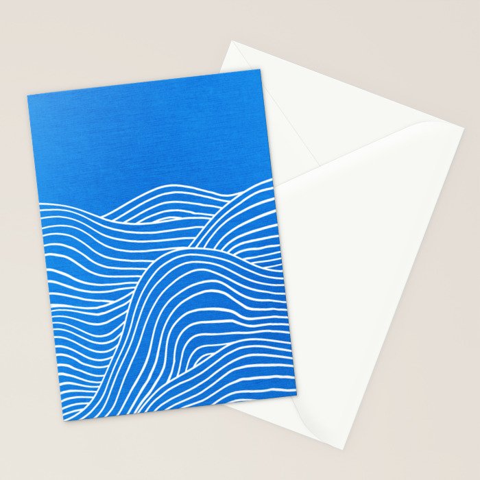 French Blue Ocean Waves Stationery Card Gallery Image 2