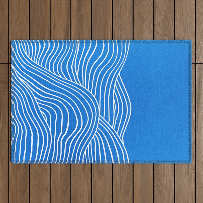French Blue Ocean Waves Outdoor Rug Gallery Image 1