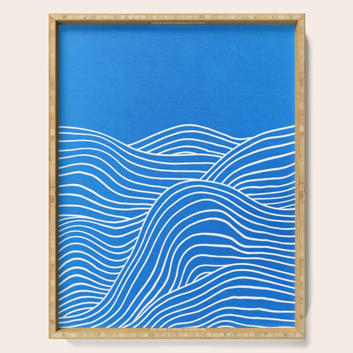 French Blue Ocean Waves Serving Tray Gallery Image 1