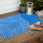 French Blue Ocean Waves Outdoor Rug Gallery Image 2