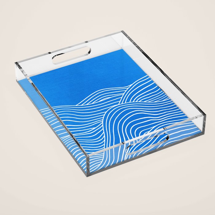 French Blue Ocean Waves Acrylic Tray Gallery Image 1