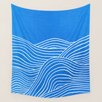 French Blue Ocean Waves Wall Tapestry Gallery Image 4