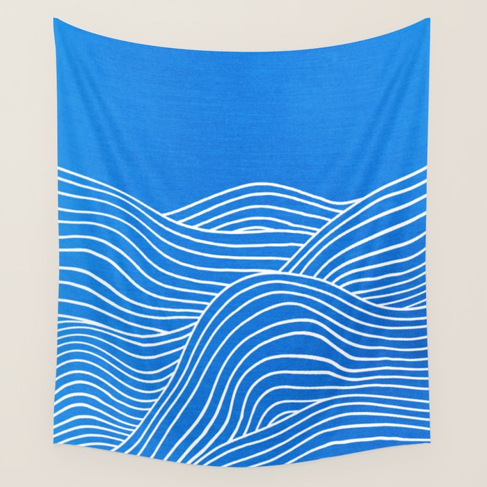 French Blue Ocean Waves Wall Tapestry Gallery Image 4
