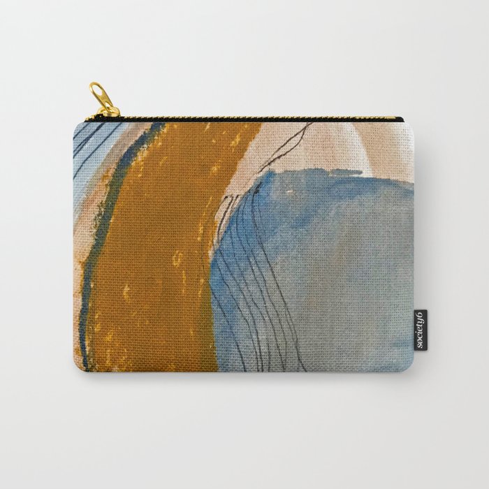 Gentle Breeze: a minimal, abstract mixed-media piece in blues and tans by Alyssa Hamilton Art Carry All Pouch Gallery Image 1