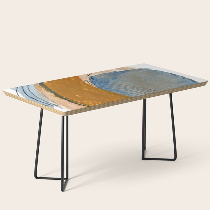 Gentle Breeze: a minimal, abstract mixed-media piece in blues and tans by Alyssa Hamilton Art Coffee Table Gallery Image 1