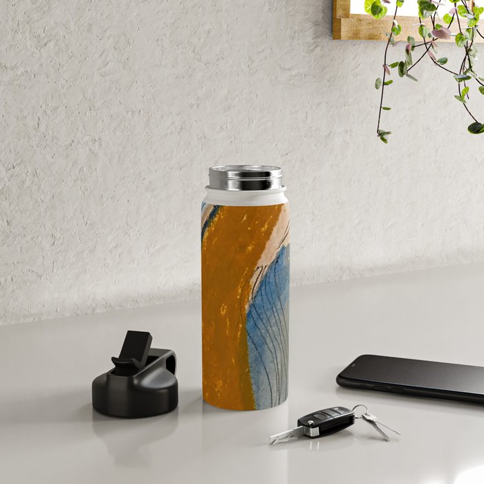 Gentle Breeze: a minimal, abstract mixed-media piece in blues and tans by Alyssa Hamilton Art Water Bottle Gallery Image 4
