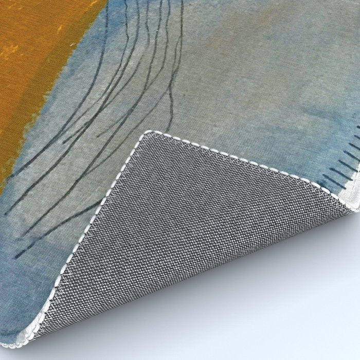 Gentle Breeze: a minimal, abstract mixed-media piece in blues and tans by Alyssa Hamilton Art Rug Gallery Image 4