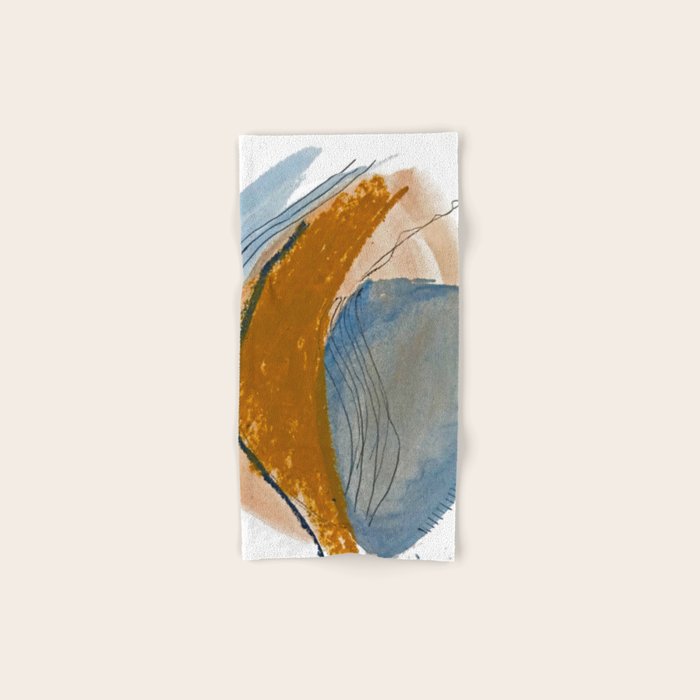 Gentle Breeze: a minimal, abstract mixed-media piece in blues and tans by Alyssa Hamilton Art Towels Gallery Image 1