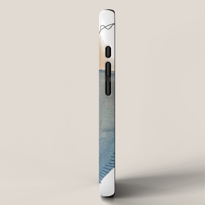 Gentle Breeze: a minimal, abstract mixed-media piece in blues and tans by Alyssa Hamilton Art iPhone Case Gallery Image 2