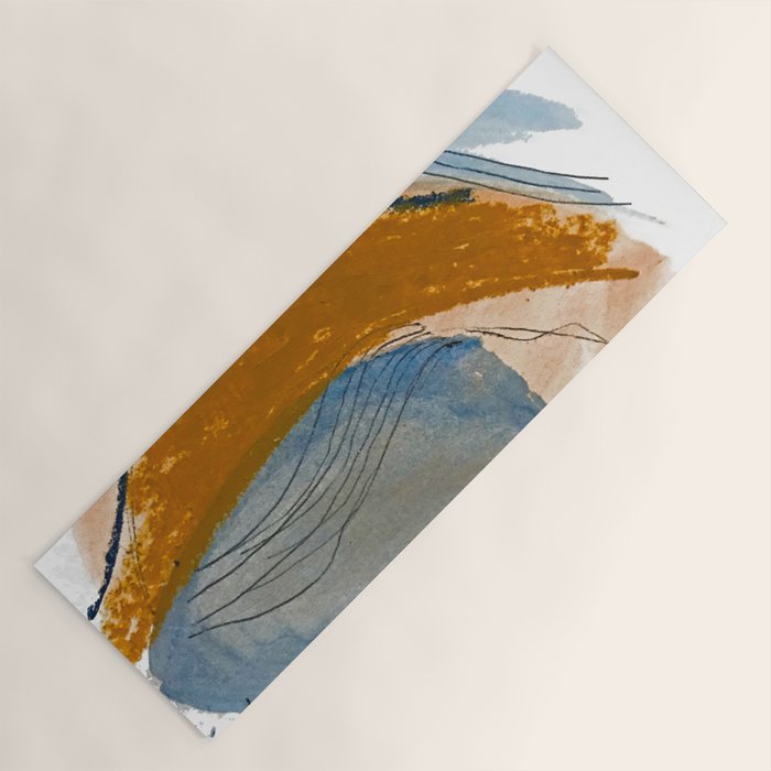 Gentle Breeze: a minimal, abstract mixed-media piece in blues and tans by Alyssa Hamilton Art Yoga Mat Gallery Image 1