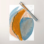 Gentle Breeze: a minimal, abstract mixed-media piece in blues and tans by Alyssa Hamilton Art Wrapping Paper Gallery Image 1
