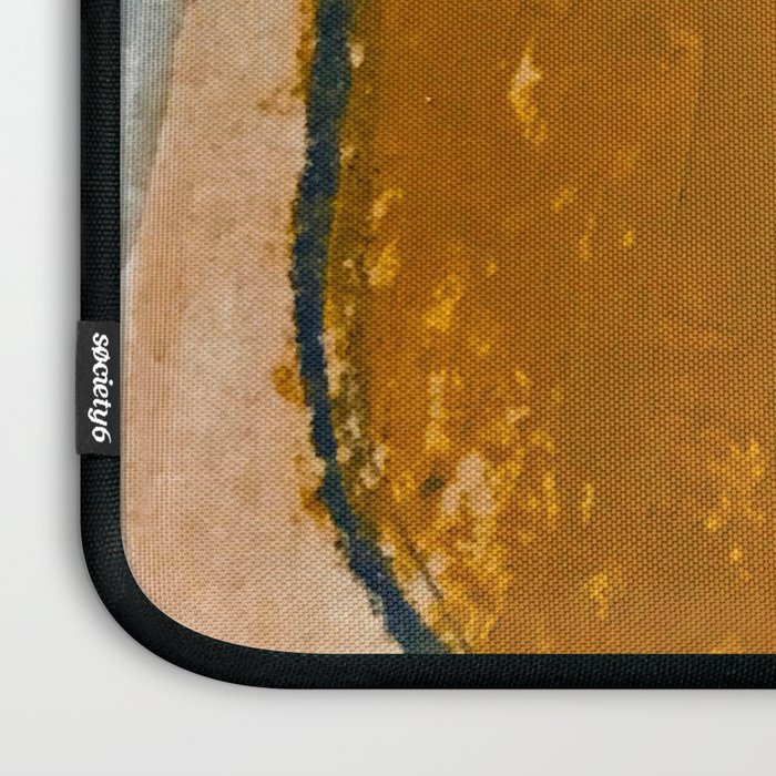 Gentle Breeze: a minimal, abstract mixed-media piece in blues and tans by Alyssa Hamilton Art Laptop Sleeve Gallery Image 3