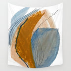 Gentle Breeze: a minimal, abstract mixed-media piece in blues and tans by Alyssa Hamilton Art Wall Tapestry Gallery Image 4