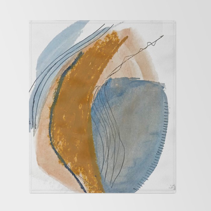 Gentle Breeze: a minimal, abstract mixed-media piece in blues and tans by Alyssa Hamilton Art Throw Blanket Gallery Image 2