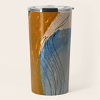 Gentle Breeze: a minimal, abstract mixed-media piece in blues and tans by Alyssa Hamilton Art Travel Mug Gallery Image 1