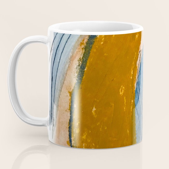 Gentle Breeze: a minimal, abstract mixed-media piece in blues and tans by Alyssa Hamilton Art Coffee Mug Gallery Image 3