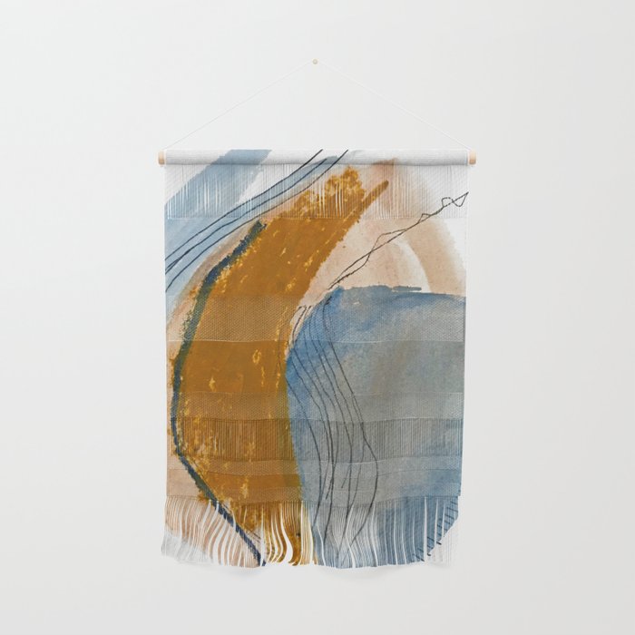 Gentle Breeze: a minimal, abstract mixed-media piece in blues and tans by Alyssa Hamilton Art Wall Hanging Gallery Image 1