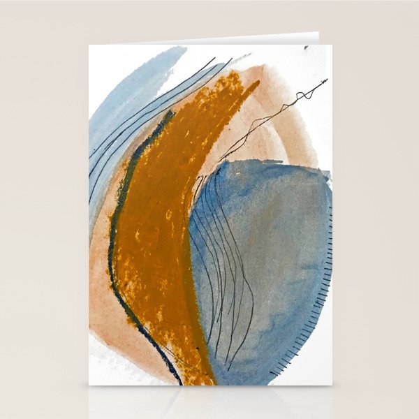 Gentle Breeze: a minimal, abstract mixed-media piece in blues and tans by Alyssa Hamilton Art Stationery Card Gallery Image 1