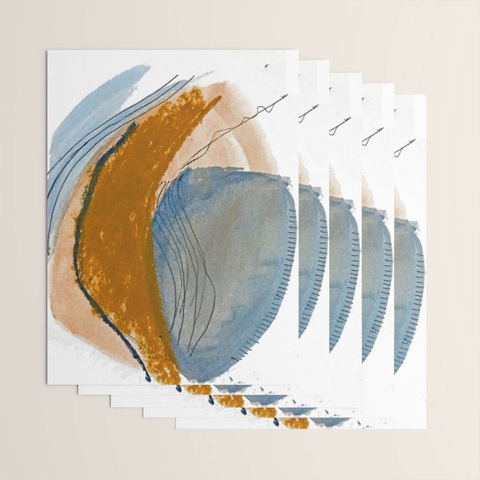 Gentle Breeze: a minimal, abstract mixed-media piece in blues and tans by Alyssa Hamilton Art Wrapping Paper Gallery Image 3