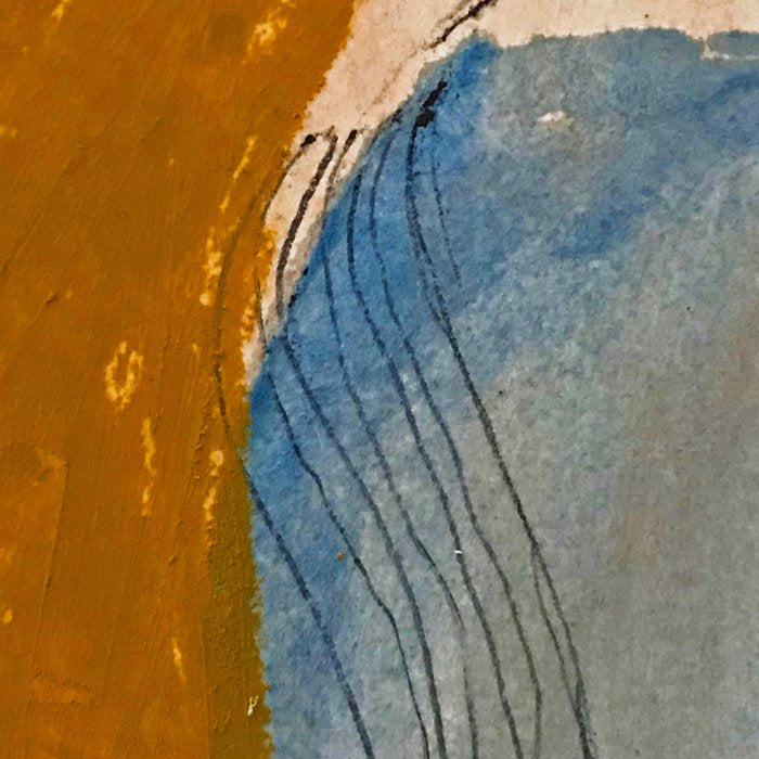 Gentle Breeze: a minimal, abstract mixed-media piece in blues and tans by Alyssa Hamilton Art Coffee Mug Gallery Image 2
