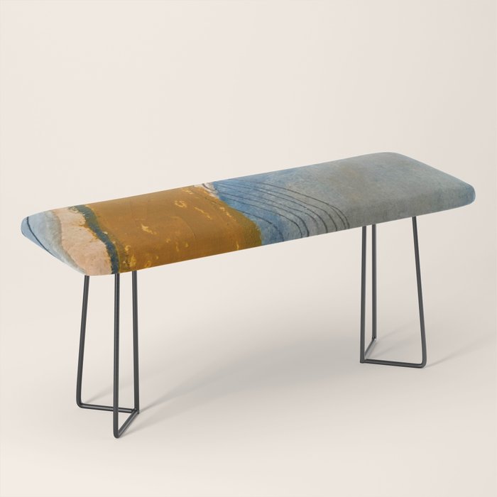 Gentle Breeze: a minimal, abstract mixed-media piece in blues and tans by Alyssa Hamilton Art Bench Gallery Image 1