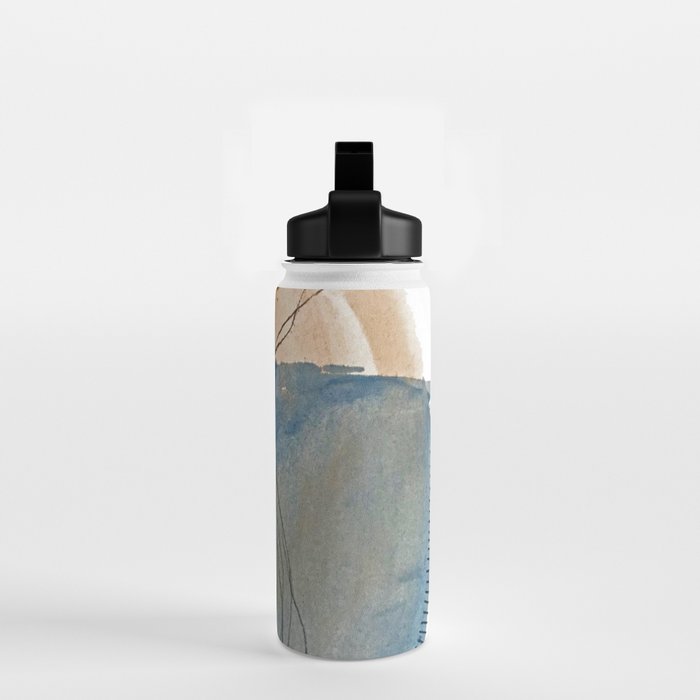 Gentle Breeze: a minimal, abstract mixed-media piece in blues and tans by Alyssa Hamilton Art Water Bottle Gallery Image 2