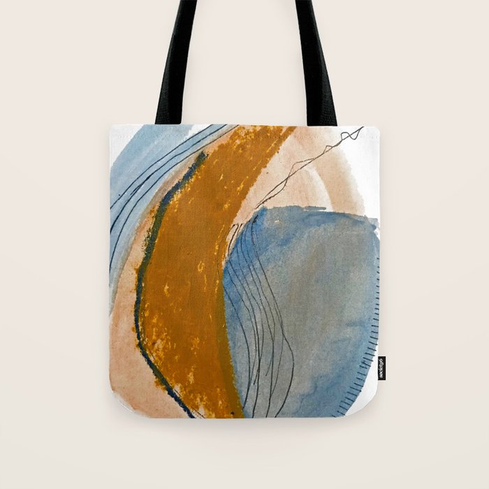 Gentle Breeze: a minimal, abstract mixed-media piece in blues and tans by Alyssa Hamilton Art Tote Bag Gallery Image 1
