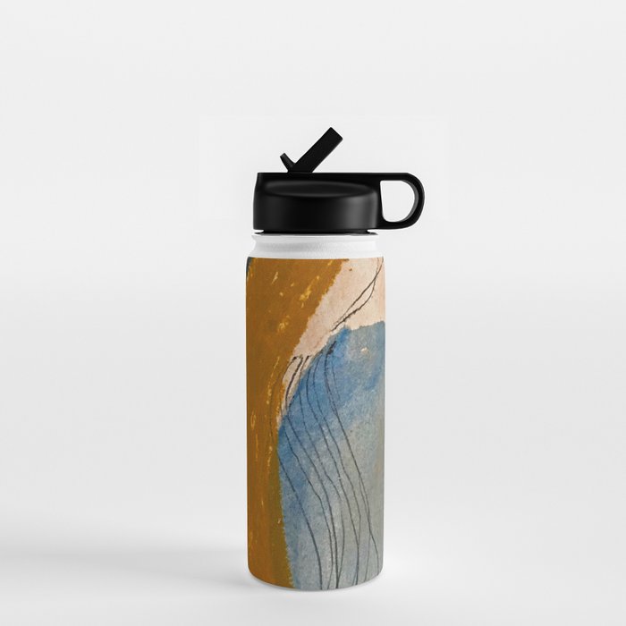 Gentle Breeze: a minimal, abstract mixed-media piece in blues and tans by Alyssa Hamilton Art Water Bottle Gallery Image 1