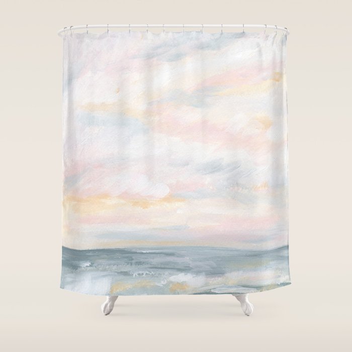 You Are My Sunshine - Gray Pastel Ocean Seascape Shower Curtain Gallery Image 1