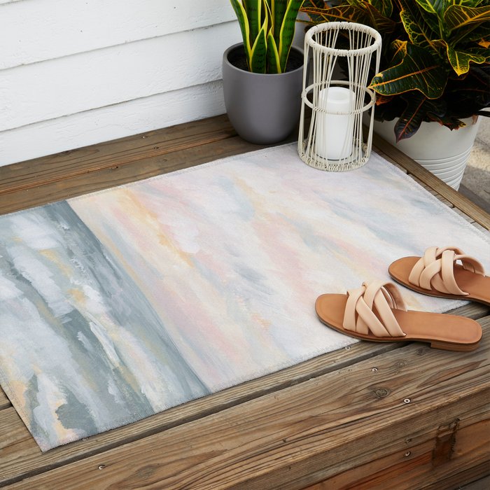 You Are My Sunshine - Gray Pastel Ocean Seascape Outdoor Rug Gallery Image 2