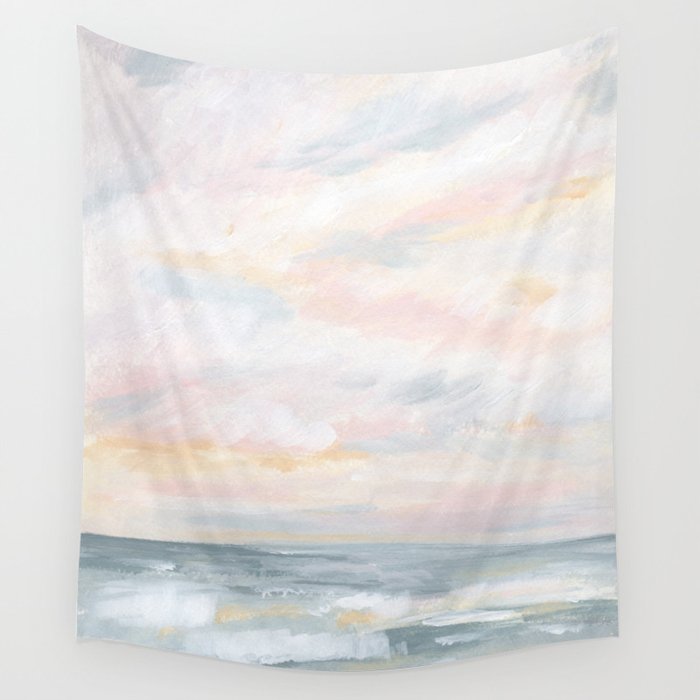 You Are My Sunshine - Gray Pastel Ocean Seascape Wall Tapestry Gallery Image 1