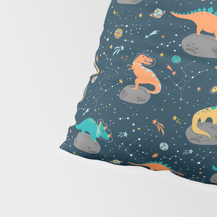 Dinosaurs Floating on an Asteroid Pillow Sham Gallery Image 4