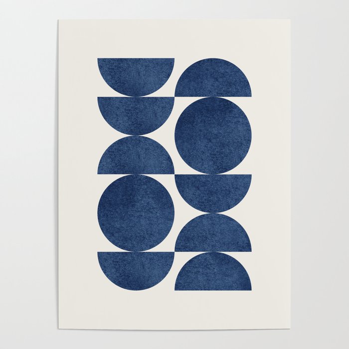 Blue navy retro scandinavian Mid century modern Poster Gallery Image 4