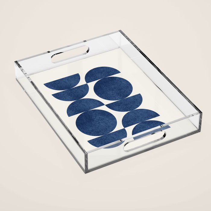 Blue navy retro scandinavian Mid century modern Acrylic Tray Gallery Image 1