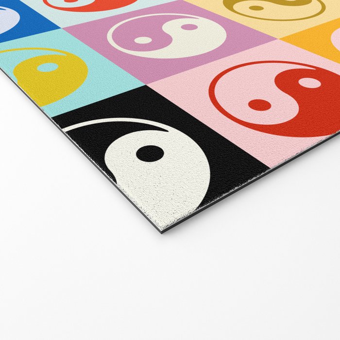 Checkered Yin Yang Pattern (Color Block Version) Welcome Mat Gallery Image 2