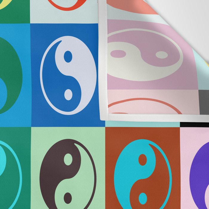Checkered Yin Yang Pattern (Color Block Version) Wall Tapestry Gallery Image 3