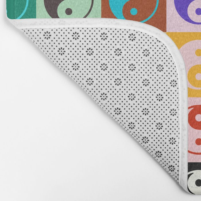 Checkered Yin Yang Pattern (Color Block Version) Bath Mat Gallery Image 2