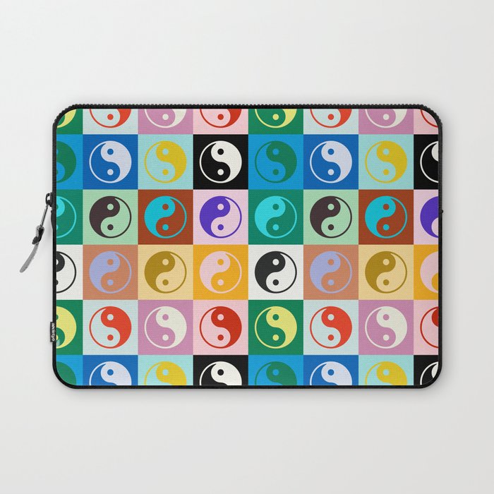 Checkered Yin Yang Pattern (Color Block Version) Laptop Sleeve Gallery Image 1